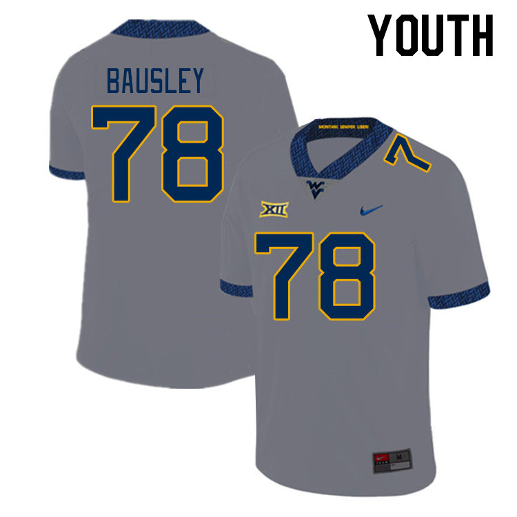 Youth #78 Xavier Bausley West Virginia Mountaineers College Football Jerseys Stitched Sale-Grey